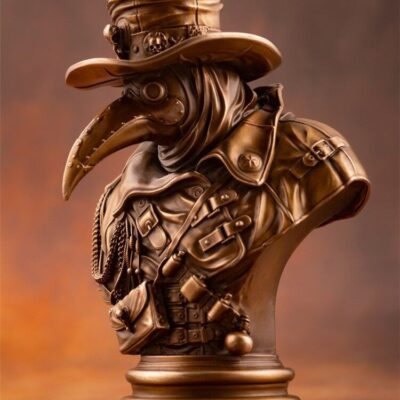 The Plague Doctor – Handcrafted Solid Bronze Sculpture, “Guardian of the Forgotten,” Dark Gothic Art