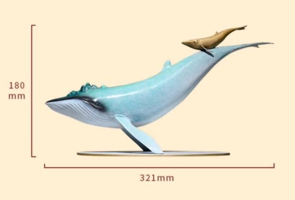 Mother and Calf Blue Whales – Handcrafted Solid Brass Sculpture, “Ocean’s Embrace,” Nordic-Inspired Home Decor, Symbol of Family & Freedom