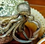 Octopus Handle Silver Cup – Handcrafted Solid Sterling Silver Vessel, “Wealth from All Directions,” Masterful Artisan Design for Tea or Coffee