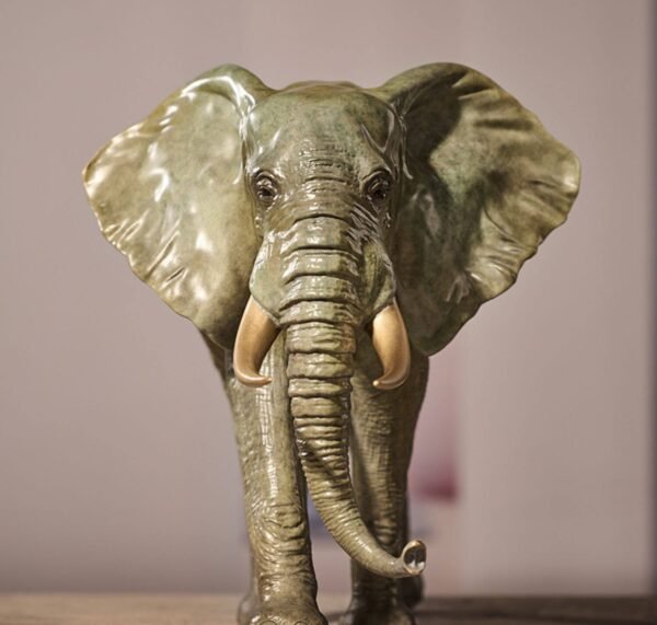 The African Elephant – Handcrafted Solid Brass Walking Sculpture, “The Gentle Giant”