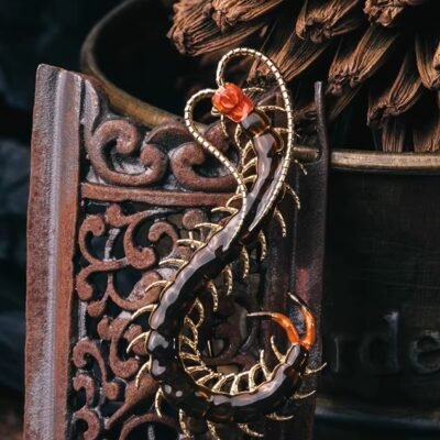 The Centipede Brooch – Handcrafted Brass & Resin Sculptural Pin
