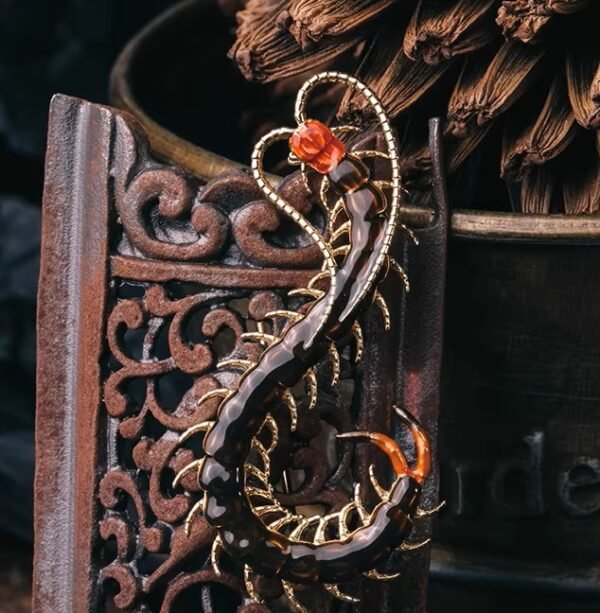 The Centipede Brooch – Handcrafted Brass & Resin Sculptural Pin