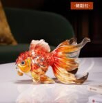 Abundance Every Year – Handcrafted Enamel Goldfish Sculpture, “Wealth & Happiness,” Zinc Alloy with Multicolor Enamel, Light Luxury Gift Box