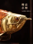 The Golden Arowana Statue – Solid Brass Feng Shui Wealth Ornament, Auspicious Home & Office Decor