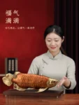 The Golden Arowana Statue – Solid Brass Feng Shui Wealth Ornament, Auspicious Home & Office Decor
