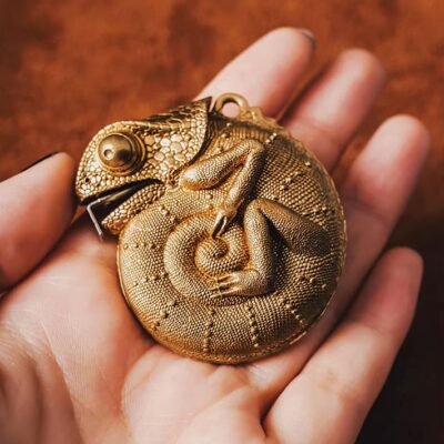 The Chameleon Tape Measure – Handcrafted Solid Brass Pocket Ruler, 2m / 6ft, Keychain Companion