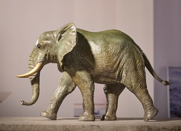 The African Elephant – Handcrafted Solid Brass Walking Sculpture, “The Gentle Giant”