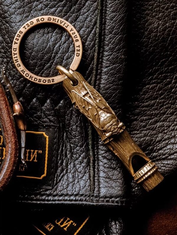 The Golden Cicada Whistle – Handcrafted Solid Brass Survival Whistle & Keychain