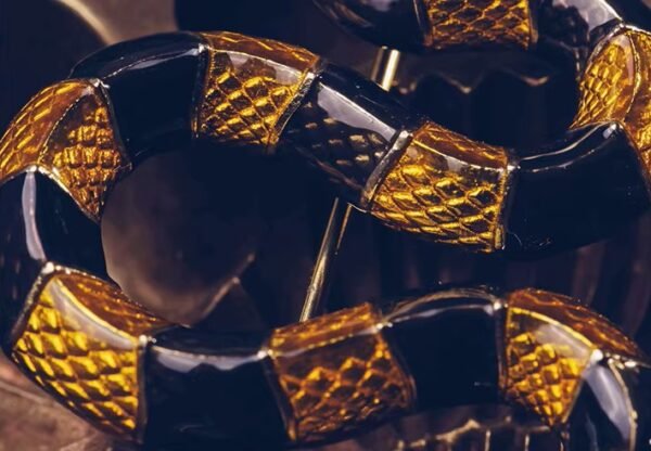 The Banded Krait Brooch – Handcrafted Brass & Resin Serpent Pin