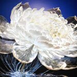“Luminous Water Lilies” – Handcrafted Solid Brass Chisel-Painted Artwork