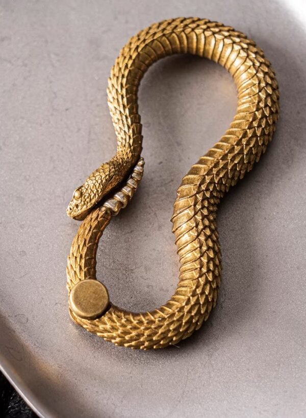 The Rattlesnake Keychain – Handcrafted Solid Brass & Silver Coiled Companion