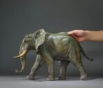 The African Elephant – Handcrafted Solid Brass Walking Sculpture, “The Gentle Giant”