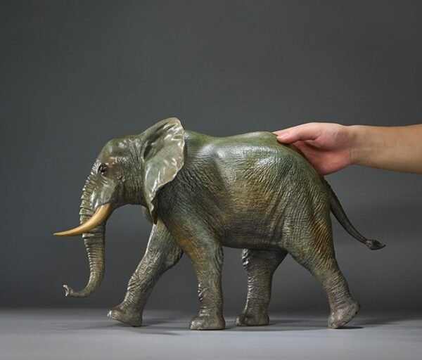 The African Elephant – Handcrafted Solid Brass Walking Sculpture, “The Gentle Giant”
