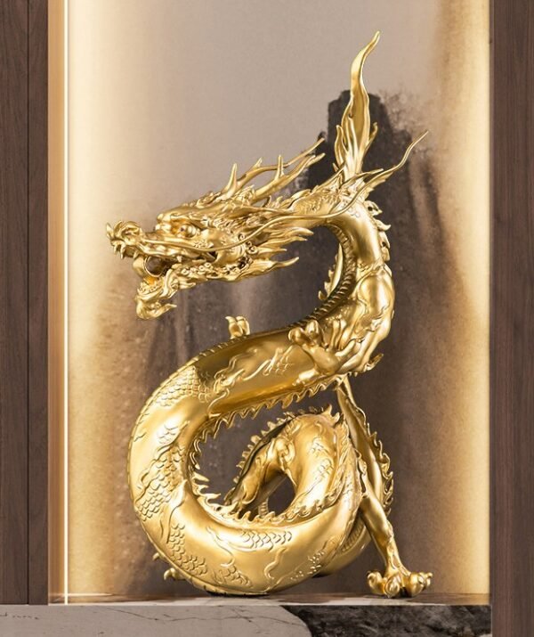 The Dragon That Turns the Universe – Handcrafted Solid Brass Sculpture, “Soaring Prosperity,” Auspicious Symbol of Success & Good Fortune