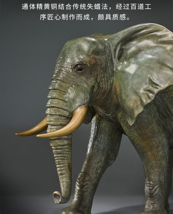 The African Elephant – Handcrafted Solid Brass Walking Sculpture, “The Gentle Giant”