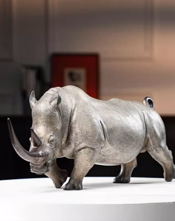 The Auspicious Rhino – Handcrafted Solid Bronze Statue