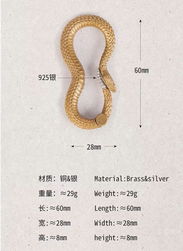 The Rattlesnake Keychain – Handcrafted Solid Brass & Silver Coiled Companion