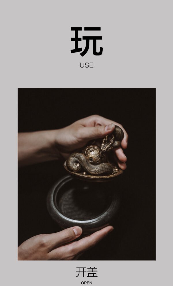 The Ouroboros Incense Burner – “Land of Annihilation,” Handcrafted Solid Bronze & Marble Sculptural Censer