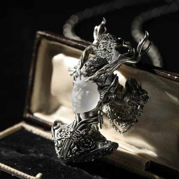 The Dragon Mother Pendant – Handcrafted 925 Silver & Crystal Mythological Necklace