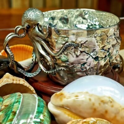 Octopus Handle Silver Cup – Handcrafted Solid Sterling Silver Vessel, “Wealth from All Directions,” Masterful Artisan Design for Tea or Coffee