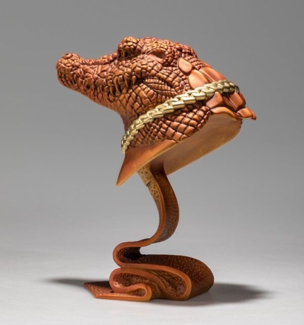 The Financial Crocodile – Handcrafted Solid Brass Sculpture, “The Power Suit Predator,” Whimsical Wall Street Icon, Desk-Side Statement Piece