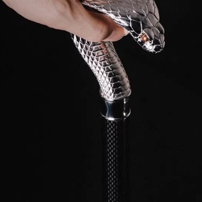 "The Silent King" – Handcrafted Snake Head Walking Cane Umbrella