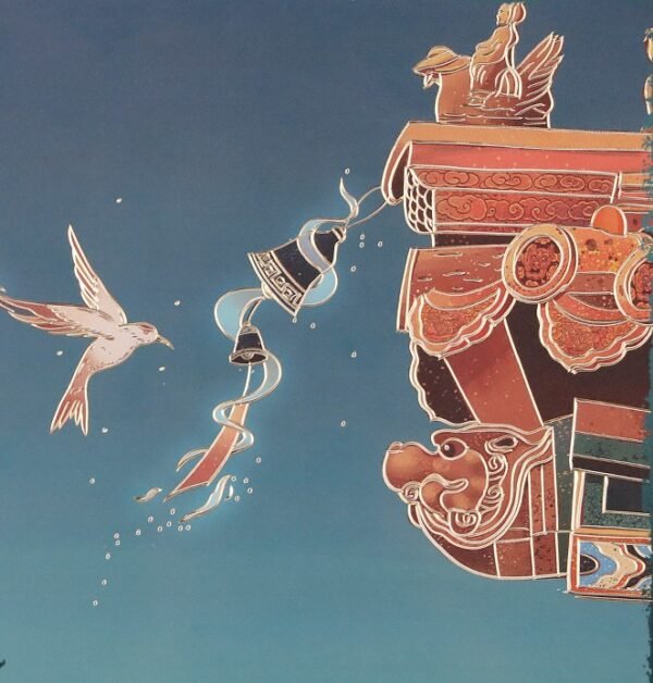 “Auspicious Birds” – Handcrafted Solid Brass Chisel-Painted Wall Art, Traditional Chinese Architectural Motif