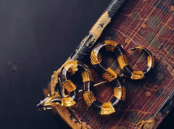 The Banded Krait Brooch – Handcrafted Brass & Resin Serpent Pin