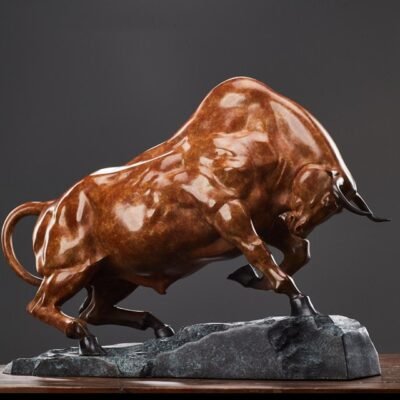 “The Immovable” – Handcrafted Solid Silicon Bronze Bull Sculpture