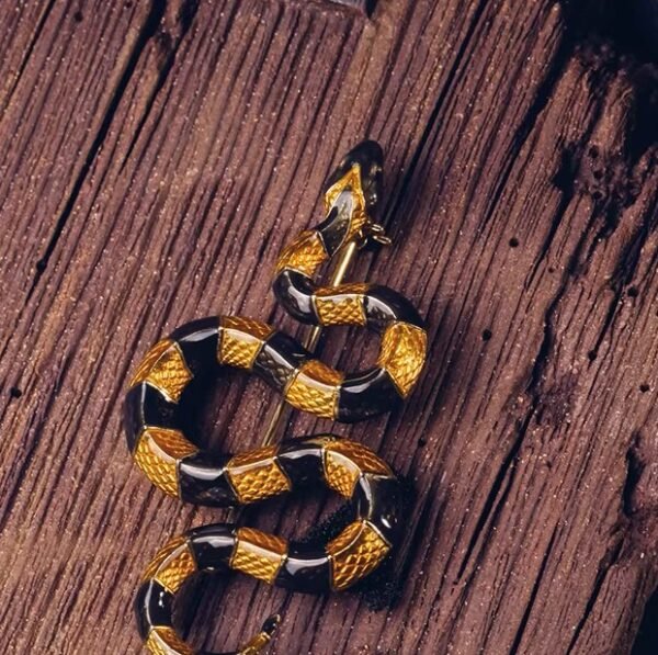 The Banded Krait Brooch – Handcrafted Brass & Resin Serpent Pin