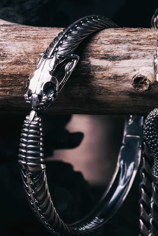 The Serpent Bone Bangle – Handcrafted 925 Sterling Silver Articulated Cuff