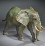 The African Elephant – Handcrafted Solid Brass Walking Sculpture, “The Gentle Giant”