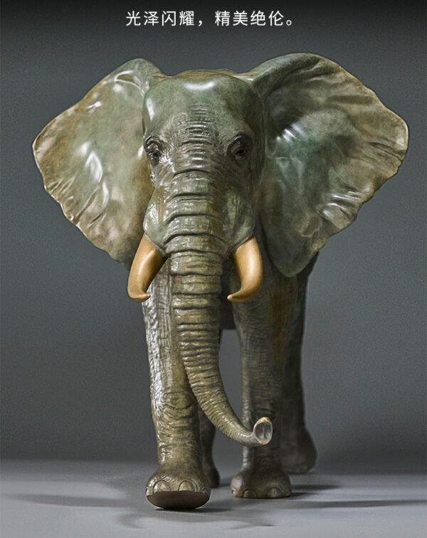 The African Elephant – Handcrafted Solid Brass Walking Sculpture, “The Gentle Giant”