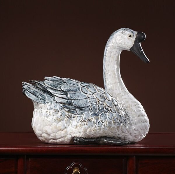 The Fortunate Geese – Handcrafted Shiwan Ceramic Sculpture, “Noble Companions,” National Intangible Cultural Heritage