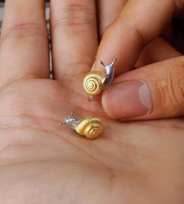 The Snail Earrings – Handcrafted Sterling Silver & Gold Accent