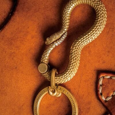 The Rattlesnake Keychain – Handcrafted Solid Brass & Silver Coiled Companion