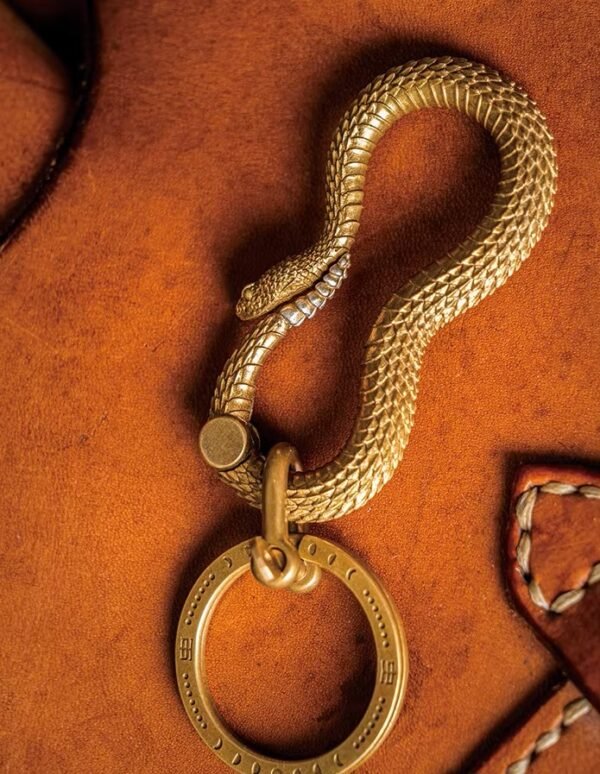 The Rattlesnake Keychain – Handcrafted Solid Brass & Silver Coiled Companion