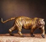 The Golden Tiger – Handcrafted Solid Brass Sculpture, “Walking with Majesty,”