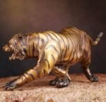 The Golden Tiger – Handcrafted Solid Brass Sculpture, “Walking with Majesty,”