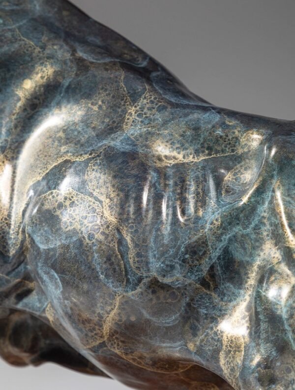 The Pioneer – Handcrafted Solid Brass Charging Bull Sculpture, “Breaking Ground”