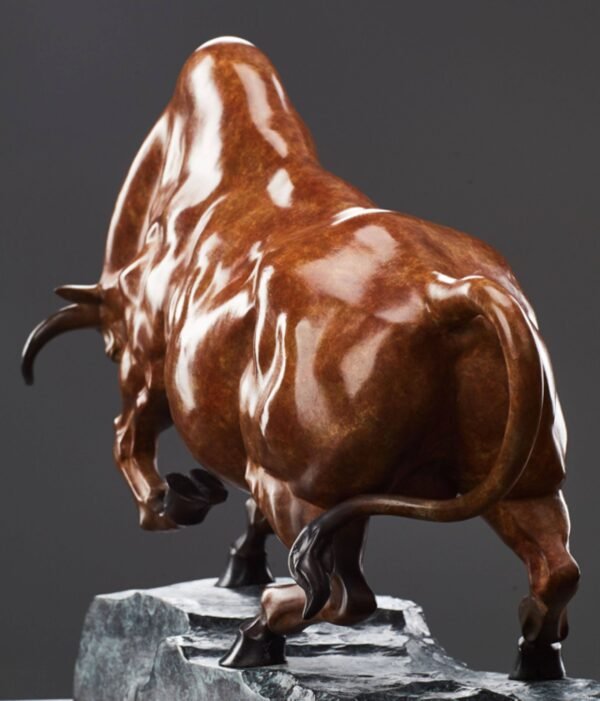 “The Immovable” – Handcrafted Solid Silicon Bronze Bull Sculpture