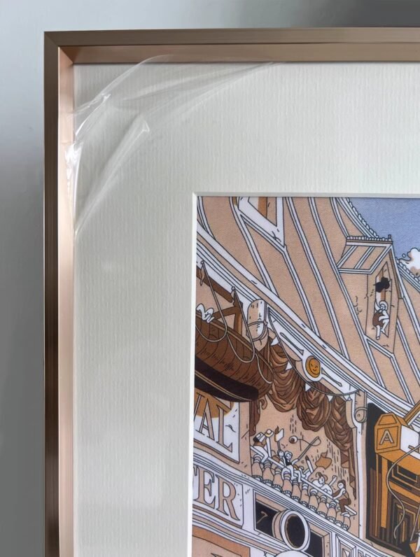 “Faubourg Saint-Honoré” – Framed Fine Art Reproduction, Inspired by the Hermès Parade Scarf, Museum-Grade Archival Pigment on Silk Fabric, Handcrafted Home Decor