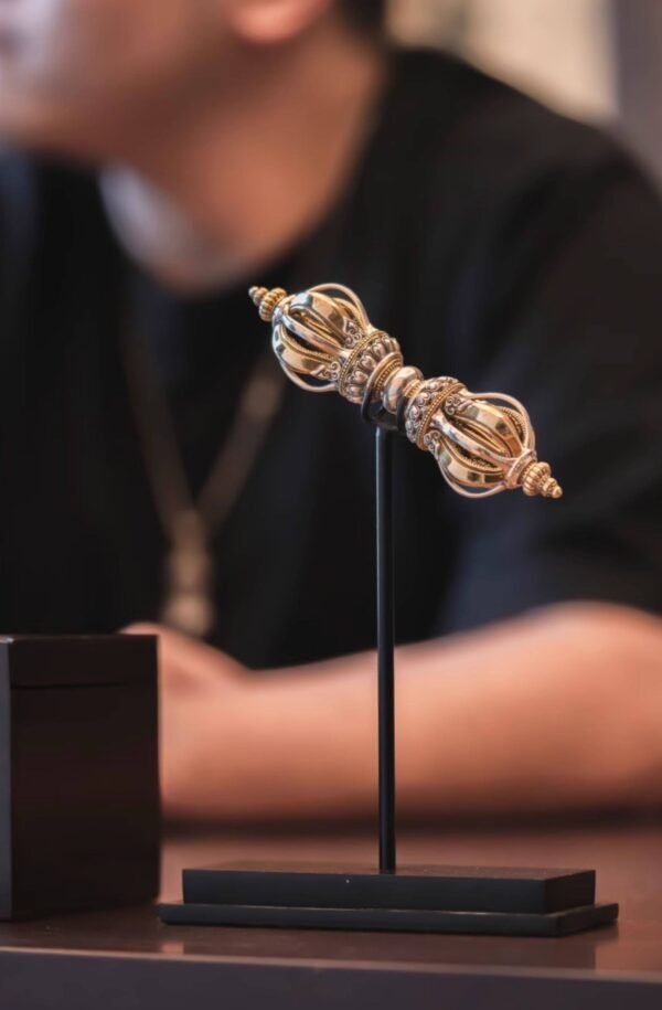 The Terma Nine-Prong Vajra – Handcrafted Solid Bronze & Sterling Silver Buddhist Ritual Tool
