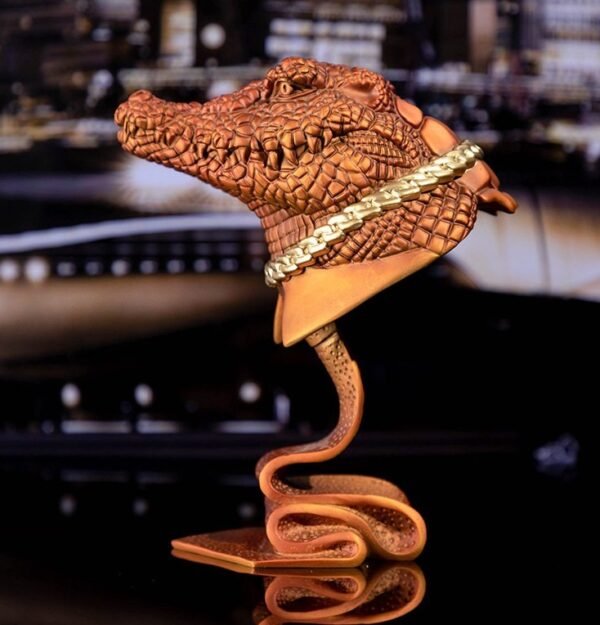 The Financial Crocodile – Handcrafted Solid Brass Sculpture, “The Power Suit Predator,” Whimsical Wall Street Icon, Desk-Side Statement Piece