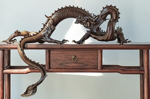 The Divine Dragon – Handcrafted Solid Brass Sculpture, “The Auspicious Guardian,” Symbol of Prosperity & Achievement