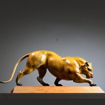 The Tiger – Poised to Strike, Handcrafted Solid Brass Sculpture