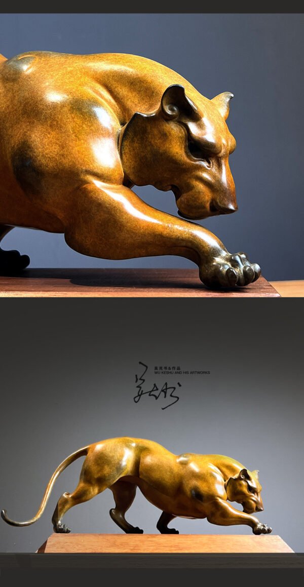 The Tiger – Poised to Strike, Handcrafted Solid Brass Sculpture