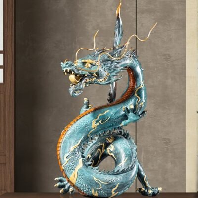 The Dragon That Turns the Universe – Handcrafted Solid Brass Sculpture, “Soaring Prosperity,” Auspicious Symbol of Success & Good Fortune