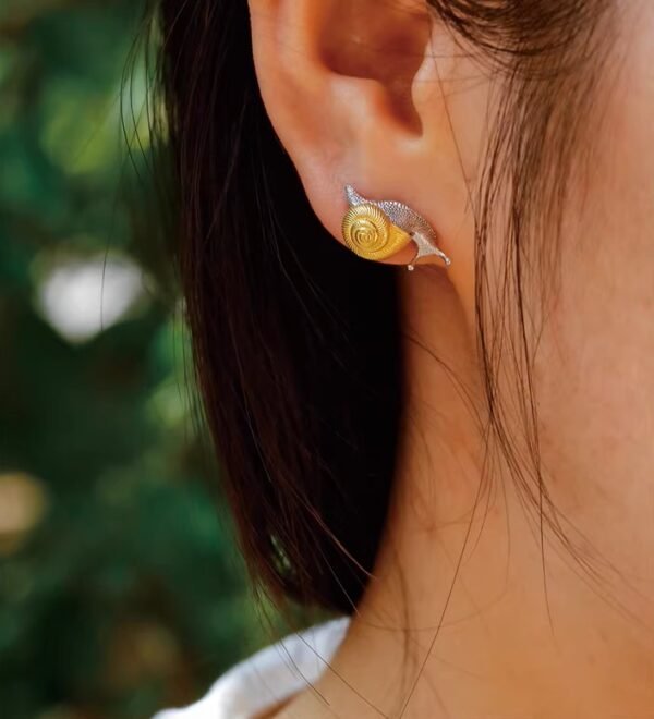 The Snail Earrings – Handcrafted Sterling Silver & Gold Accent