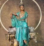 Guanyin – The Bodhisattva of Compassion, Handcrafted Solid Brass Sculpture, “The One Who Sees Freely”